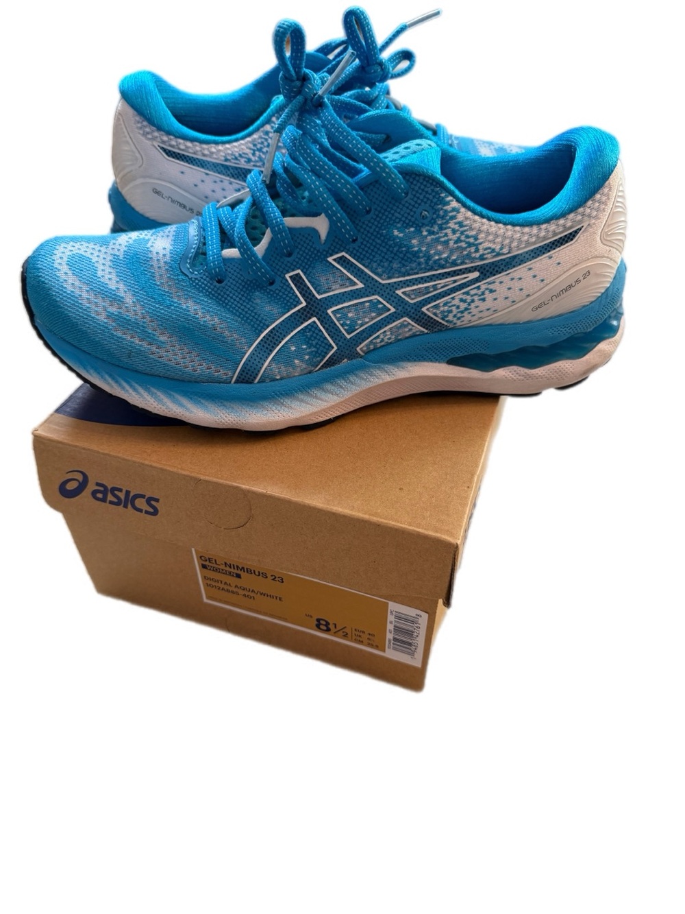 ASICS Digital Aqua/White GEL-Nimbus 23 Running Shoes 8.5 - Picture 8 of 16
